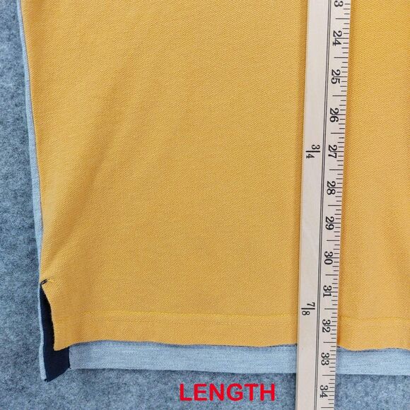 Born Fly Polo Shirt Mens XL Anytown USA Colorblock Yellow Navy Blue Extra Large - Picture 5 of 10